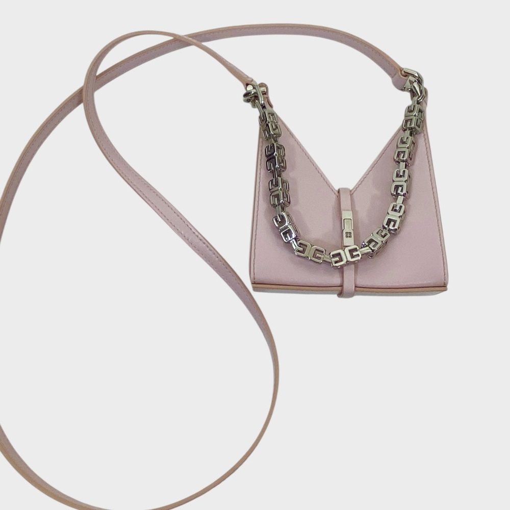 Givenchy Light Pink Leather Micro Cut Out Bag Chain Strap Detachable Long Strap